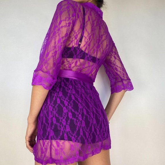 Purple Romeo Lace Robe - Picture 2 of 4